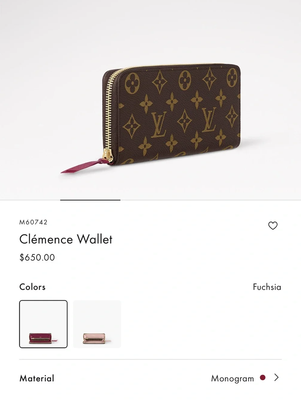 Louis Vuitton Clémence Wallet in Monogram Canvas